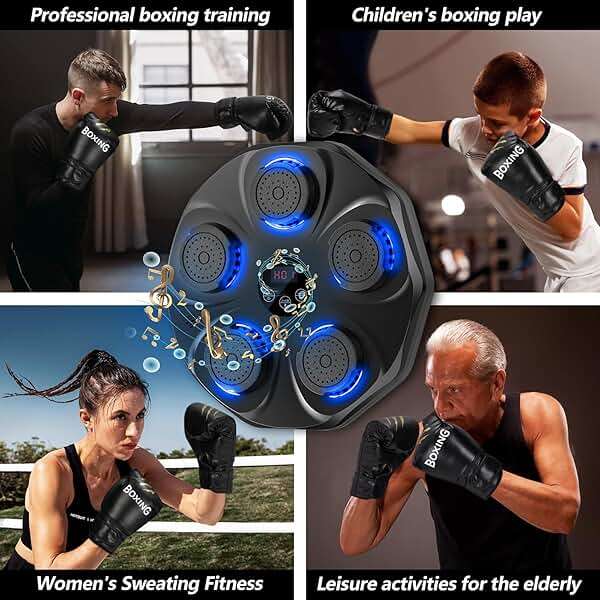 TGLLM Music Boxing Machine, Interactive Punching Trainer with Boxing Gloves, Large Size Wall Mounted Electronic Boxing Target for Adult Kids, 9 Modes & 9 Speeds - Image 7