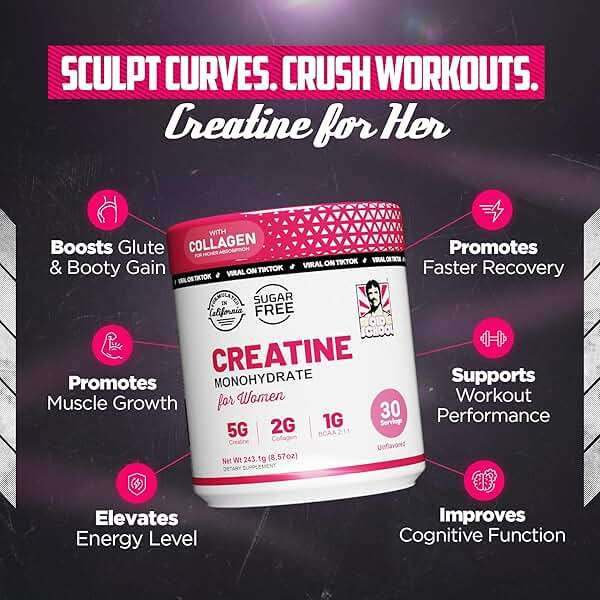 Old School Labs Creatine for Women – Post-Workout Supplement with 5000mg Creatine Monohydrate Powder, 2000mg Collagen & BCAA 2:1:1 for Strength Support & Recovery – Unflavored - 8.57 Ounce (Pack of 1) - Image 2