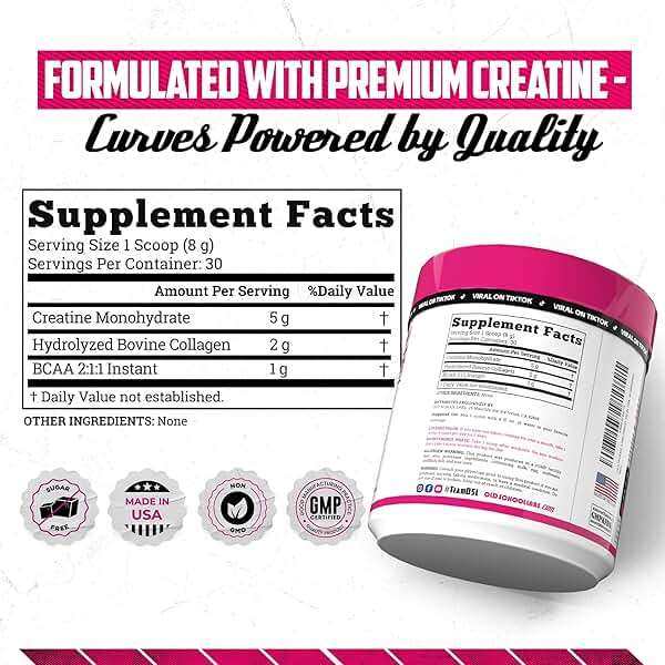 Old School Labs Creatine for Women – Post-Workout Supplement with 5000mg Creatine Monohydrate Powder, 2000mg Collagen & BCAA 2:1:1 for Strength Support & Recovery – Unflavored - 8.57 Ounce (Pack of 1) - Image 3