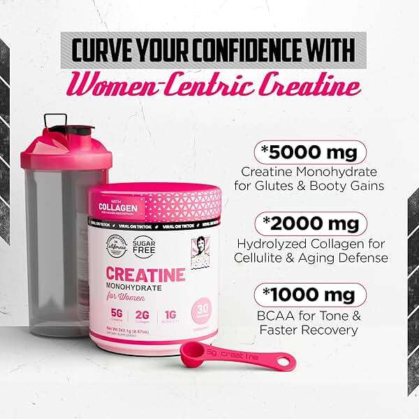 Old School Labs Creatine for Women – Post-Workout Supplement with 5000mg Creatine Monohydrate Powder, 2000mg Collagen & BCAA 2:1:1 for Strength Support & Recovery – Unflavored - 8.57 Ounce (Pack of 1) - Image 5