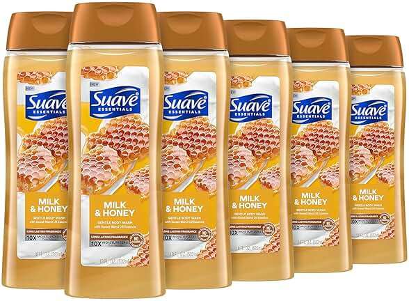 Suave Moisturizing Body Wash, with Milk & Honey and Vitamin E Extract, No Parabens, No Phtahaltes, 18 Oz Pack of 6 - Image 1