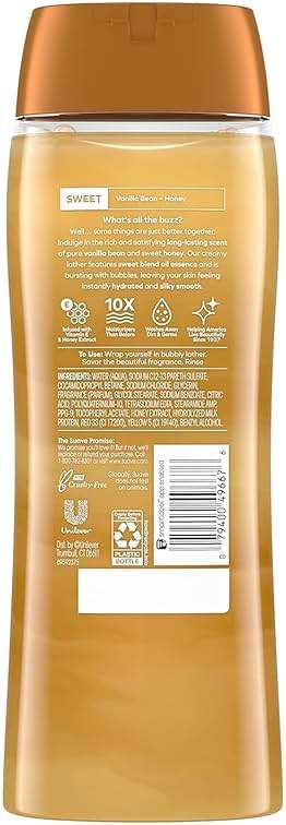 Suave Moisturizing Body Wash, with Milk & Honey and Vitamin E Extract, No Parabens, No Phtahaltes, 18 Oz Pack of 6 - Image 2