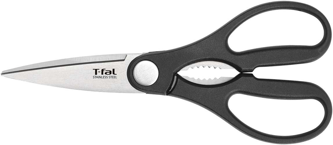 T-fal Ice Force German Stainless Steel Kitchen Scissors 6 Inch, Long Lasting Sharpness, High Cutting Precision, Superior Durability, Ultra Sharp, Cook Tool, Cookware Kitchen Gadget, Home, Black - Image 1