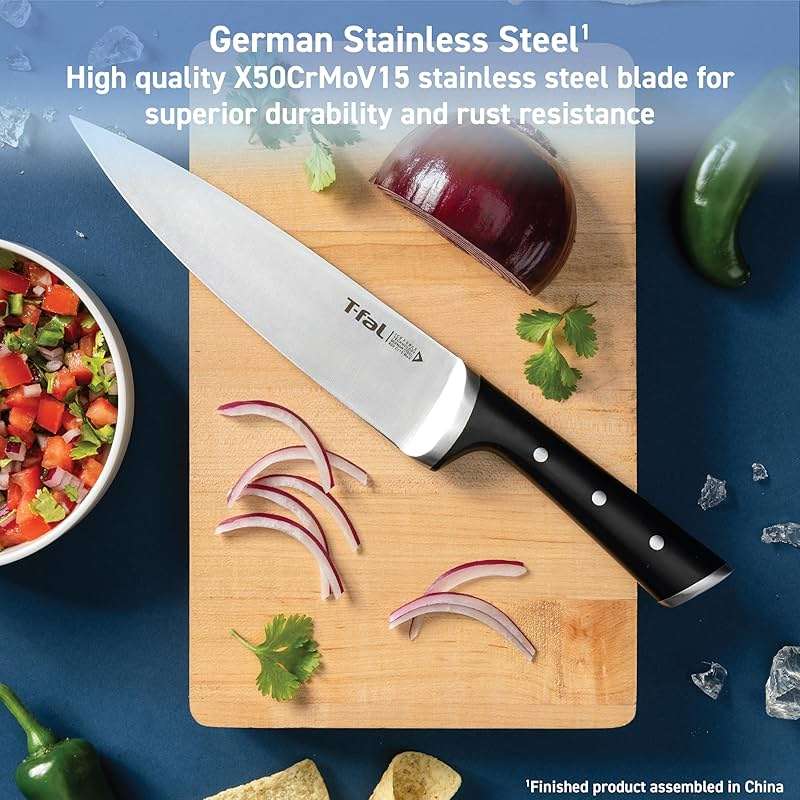 T-fal Ice Force German Stainless Steel Kitchen Scissors 6 Inch, Long Lasting Sharpness, High Cutting Precision, Superior Durability, Ultra Sharp, Cook Tool, Cookware Kitchen Gadget, Home, Black - Image 3