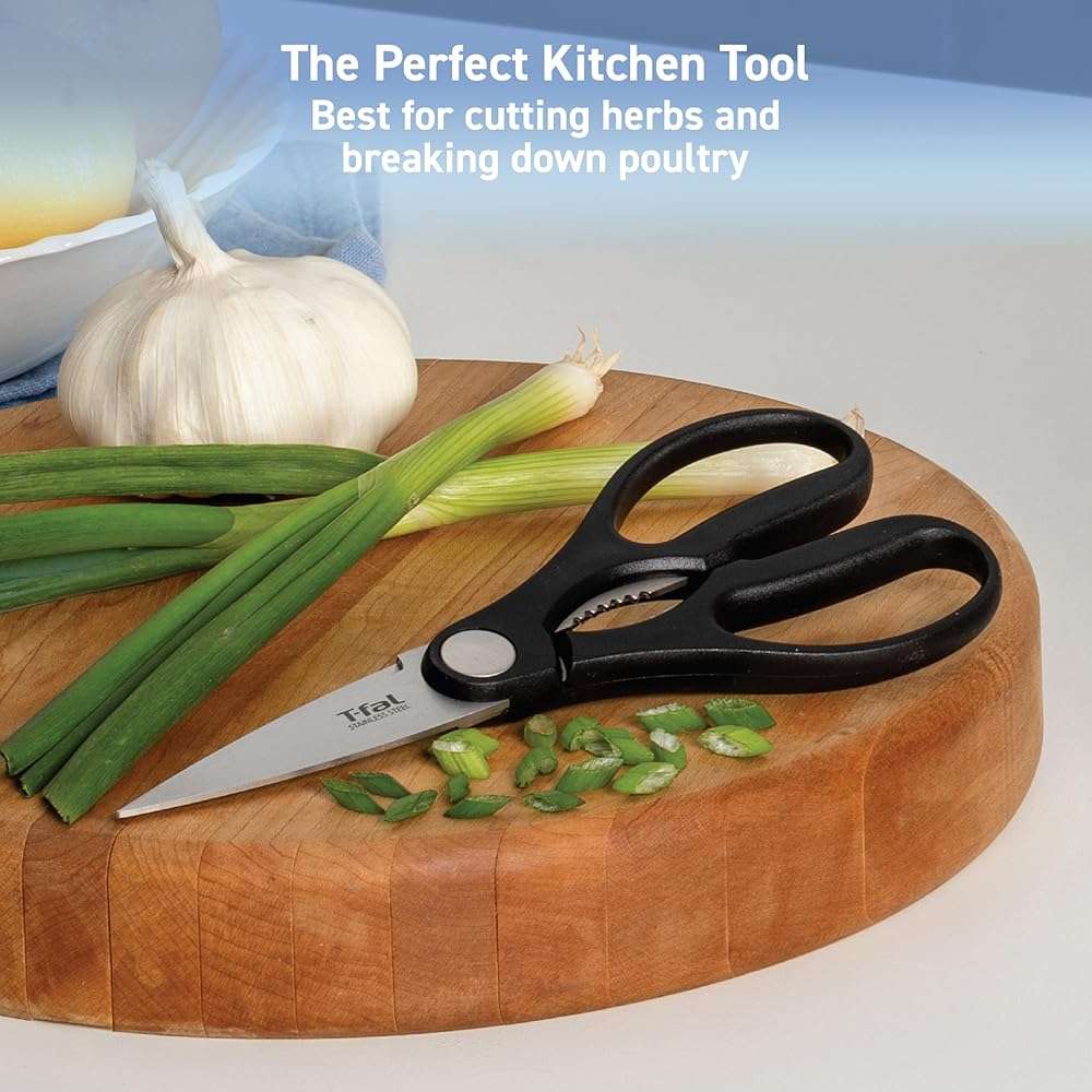 T-fal Ice Force German Stainless Steel Kitchen Scissors 6 Inch, Long Lasting Sharpness, High Cutting Precision, Superior Durability, Ultra Sharp, Cook Tool, Cookware Kitchen Gadget, Home, Black - Image 5