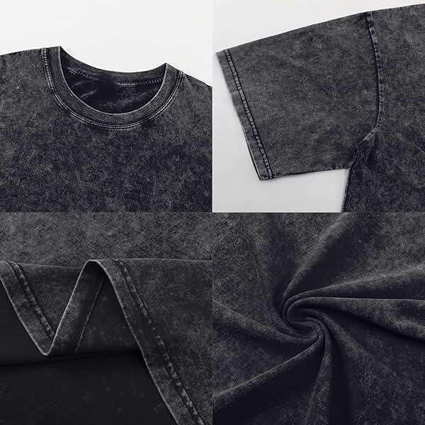 Bobeutou Oversized Vintage Acid Wash Tshirt for Men Cotton Solid T Shirt Streetwear Basic Tees Casual Baggy Loose Shirts Tops - Image 5