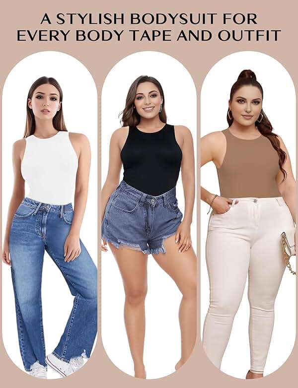 YOGINGO Women's Crew Neck Sleeveless Bodysuits Racerback Halter Tank Top Body Suits for Womens Sexy Going Out Leotards - Image 6