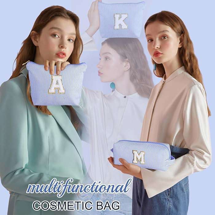YOOLIFE 2026 Graduation Gifts for Women Birthday Gifts for Teen Girls Kids Initial Makeup Bag | Travel Makeup Bag Toiletry Bags | Gift for 3 4 5 6 7 8 9 10 11 12 13 Year Old Girl Letter Blue K - Image 4