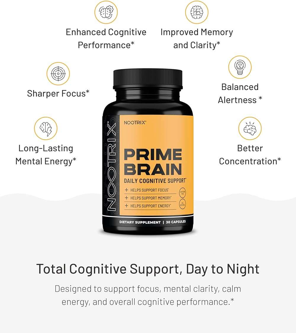 Nootrix Prime Brain Nootropic Supplement | 15 Day Supply | Supports Memory, Mental Focus, Cognitive Health & Energy | Promotes Healthy Mood & Brain Function | Ginkgo Biloba, Lion's Mane & L-Theanine - Image 6