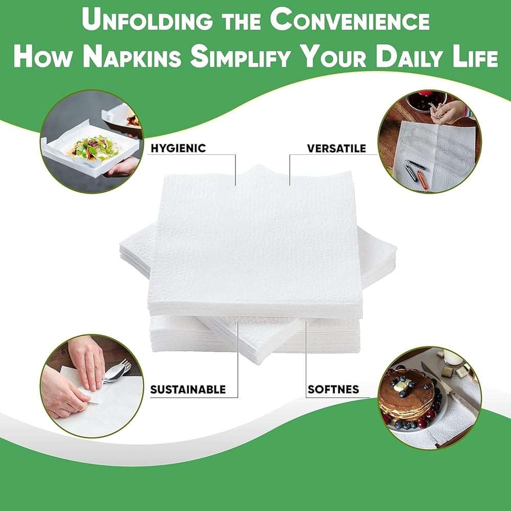 Pantryware Essentials Paper Lunch Napkins. 500 Count Lunch Napkins 1 Ply, White. 12 x 12 - Image 4