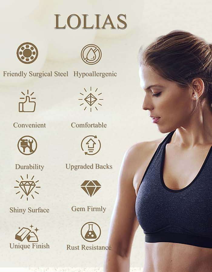 LOLIAS Hypoallergenic Flat Back Earrings for Women-Surgical Steel Earrings for Sensitive Ears 20G Stainless Steel Earring Stacks Small Flatback Stud Hoop Cartilage Earring - Image 8