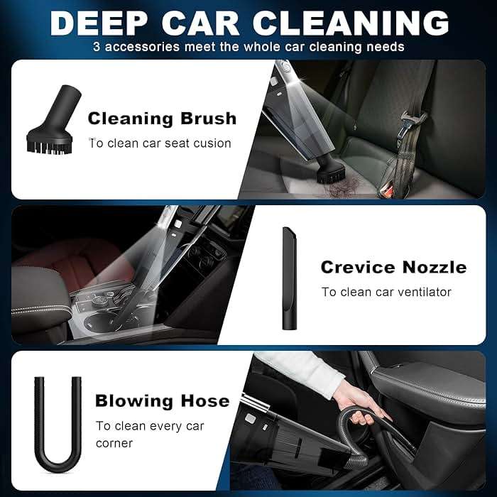 DRECELL Car Vacuum, Portable Vacuum Cleaner with Powerful 7000PA Suction, DC 12V Power 16.4Ft Cord Wired Vacuum Cleaner, LED Light, Car Accessories for Men/Women - Image 3