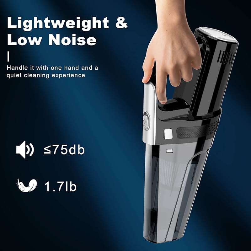 DRECELL Car Vacuum, Portable Vacuum Cleaner with Powerful 7000PA Suction, DC 12V Power 16.4Ft Cord Wired Vacuum Cleaner, LED Light, Car Accessories for Men/Women - Image 6