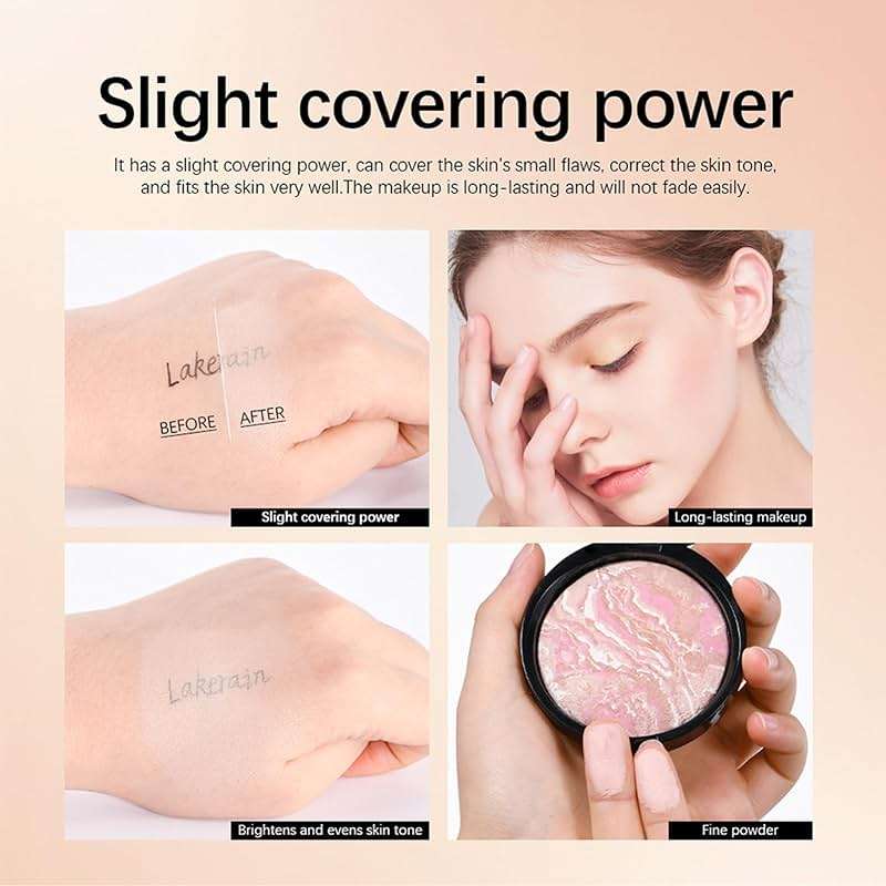 Baked Foundation Contour Bronzer, Powder Foundation Makeup Brighten, Face Highlighter Color Corrector Buildable Full Coverage Natural Smooth Lightweight, Porcelain - Image 5