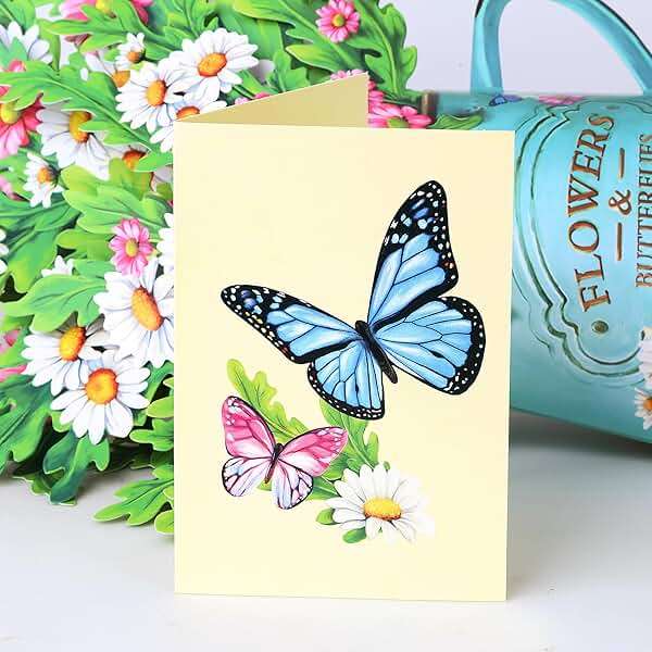 Airpark 3D Pop Up Paper Flowers Bouquet Card 12’‘ with Note & Envelope, Birthday Gifts, Get Well, Thank You, Greeting Cards for Women Mom Wife Friends, Daisies and Butterflies - Image 7
