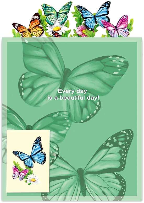 Airpark 3D Pop Up Paper Flowers Bouquet Card 12’‘ with Note & Envelope, Birthday Gifts, Get Well, Thank You, Greeting Cards for Women Mom Wife Friends, Daisies and Butterflies - Image 8