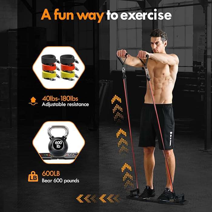 MQRW Push Up Board,Home Gym,Portable Exercise Equipment,Pilates Bar and 20 Fitness Accessories with Resistance Bands and Ab Roller Wheel,Full Body Workout at Home - Image 3