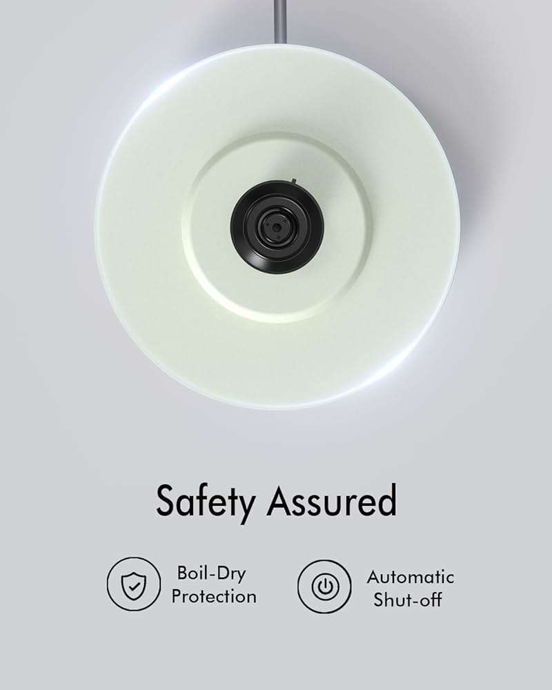 Electric Tea Kettle for Boiling Water, Wide Open Lid Stainless Steel Water Boiler, 1500W/1.7L for Coffee/Tea Brewing, Auto Shut Off & Boil Dry Protection, Cordless Swivel Base & LED Indicator, Green - Image 4