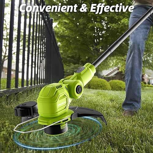 JAGROM 12-inch 20V Cordless String Trimmer with Charger, 2 X 2.0Ah Battery Powered with Auto Line Feed, Lawn Edger with 8 Pcs Grass Cutter Spool Line and 2 Spool Cap - Image 2