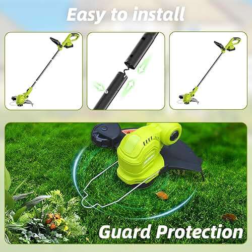JAGROM 12-inch 20V Cordless String Trimmer with Charger, 2 X 2.0Ah Battery Powered with Auto Line Feed, Lawn Edger with 8 Pcs Grass Cutter Spool Line and 2 Spool Cap - Image 6