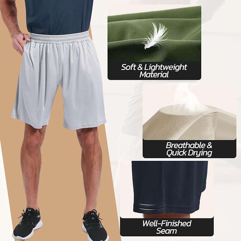 BOOJO 3 Pack Gym Basketball Mens Shorts - Quick Dry Black Workout Athletic Shorts with Pockets for Casual Running(S-6XL) - Image 3