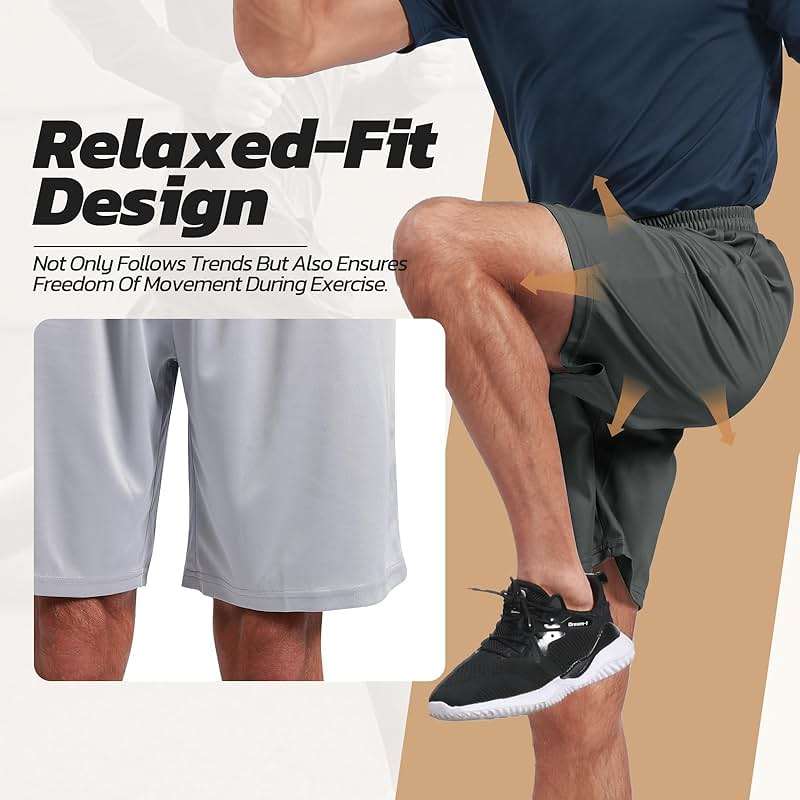 BOOJO 3 Pack Gym Basketball Mens Shorts - Quick Dry Black Workout Athletic Shorts with Pockets for Casual Running(S-6XL) - Image 4