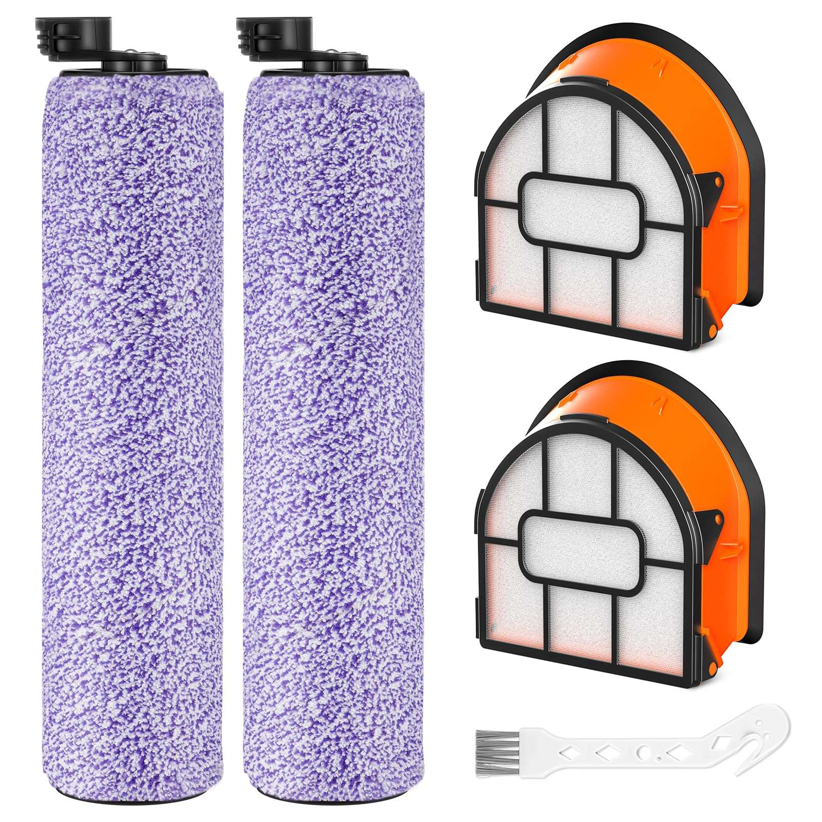 WDB1F2 Replacement Brushroll & Filter Bundle Compatible with Shark Hydrovac WD101 WD201 WD100 WD200 AW201 WD200C WD201C WD101C HydroVac XL 3-in-1 Vacuum Cleaner,Compare Parts WDB1, WDB2, WDFF1, WDFF2 - Image 1