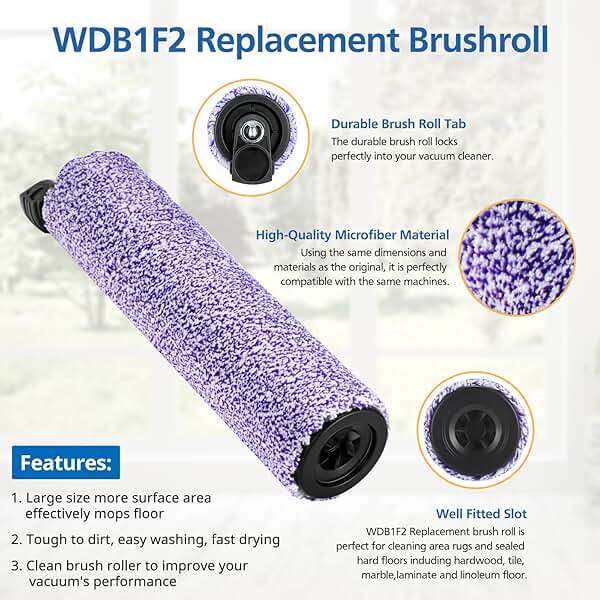 WDB1F2 Replacement Brushroll & Filter Bundle Compatible with Shark Hydrovac WD101 WD201 WD100 WD200 AW201 WD200C WD201C WD101C HydroVac XL 3-in-1 Vacuum Cleaner,Compare Parts WDB1, WDB2, WDFF1, WDFF2 - Image 4