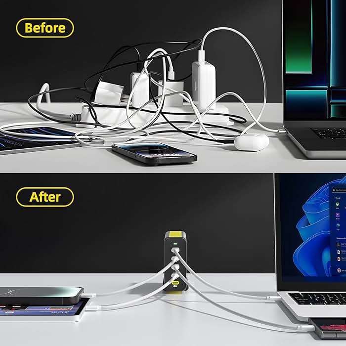 HUNDA 300W USB C Charger GaN Charging Station Desktop 5 Ports PD 100W Fast Power Adapter Support PD3.0 /PPS 45W /QC5 for MacBook Pro/Air, iPhone 15 Pro,Samsung,HP,Dell etc - Image 7