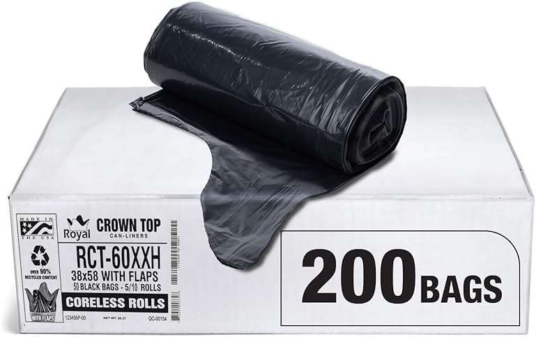 Aluf Plastics 55 Gallon Trash Bags Heavy Duty - (Huge 200 Pack) - 2.0 MIL Thick (equiv) - 38" x 58" - Garbage Bags for Toter, Contractors, Lawn, Leaf, Commercial, Kitchen, Industrial - Image 1