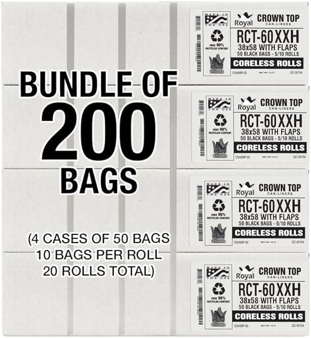 Aluf Plastics 55 Gallon Trash Bags Heavy Duty - (Huge 200 Pack) - 2.0 MIL Thick (equiv) - 38" x 58" - Garbage Bags for Toter, Contractors, Lawn, Leaf, Commercial, Kitchen, Industrial - Image 8