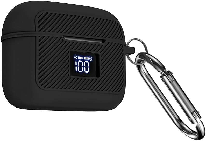 Geiomoo Silicone Case for TOZO Tonal Fits T21, T20, Protective Cover with Carabiner (Black) - Image 1
