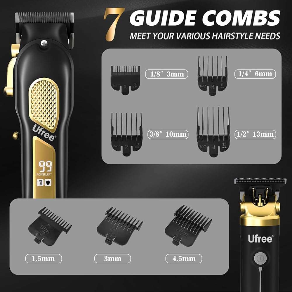 Ufree Hair Clippers for Men, Clippers and Trimmers Set, Cordless Barber Clippers, Grooming Kit, Gifts for Men - Image 6