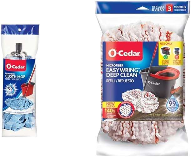 O-Cedar Microfiber Cloth Mop Refill, Blue & EasyWring Deep Clean (1-Pack) | 40% More Cleaning Power | Compatible With O-Cedar EasyWring Spin Mop & Bucket System - Image 1