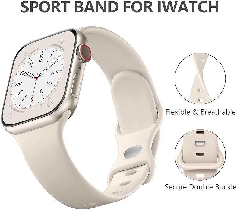 DaQin Sport Band Compatible with Apple Watch Bands 40mm 41mm 42mm 44mm 45mm 46mm 49mm 38mm Women Men, Soft Silicone Waterproof Wristband Strap for iWatch Band Series 11 10 9 8 7 6 5 4 3 2 1 SE Ultra - Image 5