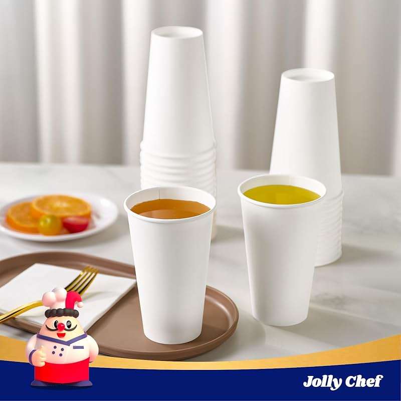 JOLLY CHEF 1000 Pack Disposable Paper Coffee Cups 16 oz Hot Beverage Paper Cups Water, Ideal for Party, Office, Home, Travel and More (White) - Image 2