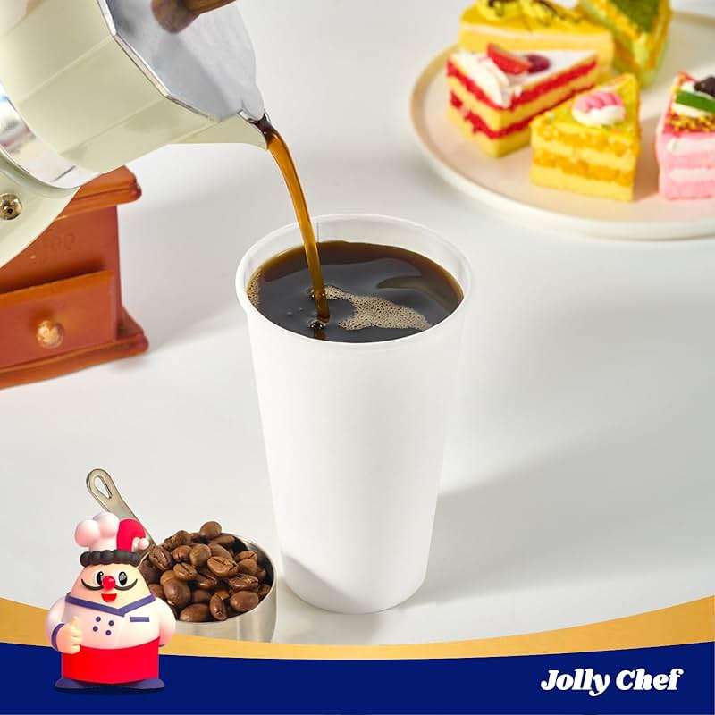JOLLY CHEF 1000 Pack Disposable Paper Coffee Cups 16 oz Hot Beverage Paper Cups Water, Ideal for Party, Office, Home, Travel and More (White) - Image 5