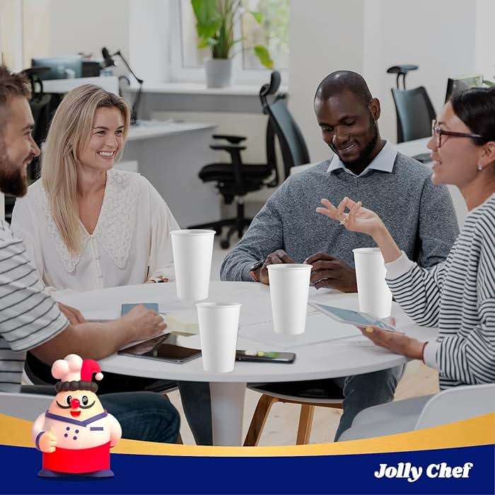 JOLLY CHEF 1000 Pack Disposable Paper Coffee Cups 16 oz Hot Beverage Paper Cups Water, Ideal for Party, Office, Home, Travel and More (White) - Image 6
