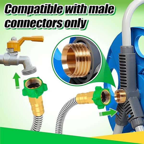 3ft Short Garden Hose with Female to Female Connector - Metal Leakproof Leader Hose for Hose Reel, Heavy Duty 304 Stainless Steel Flexible Hose for Outdoor Garden Watering Car Pet Cleaning - Image 3