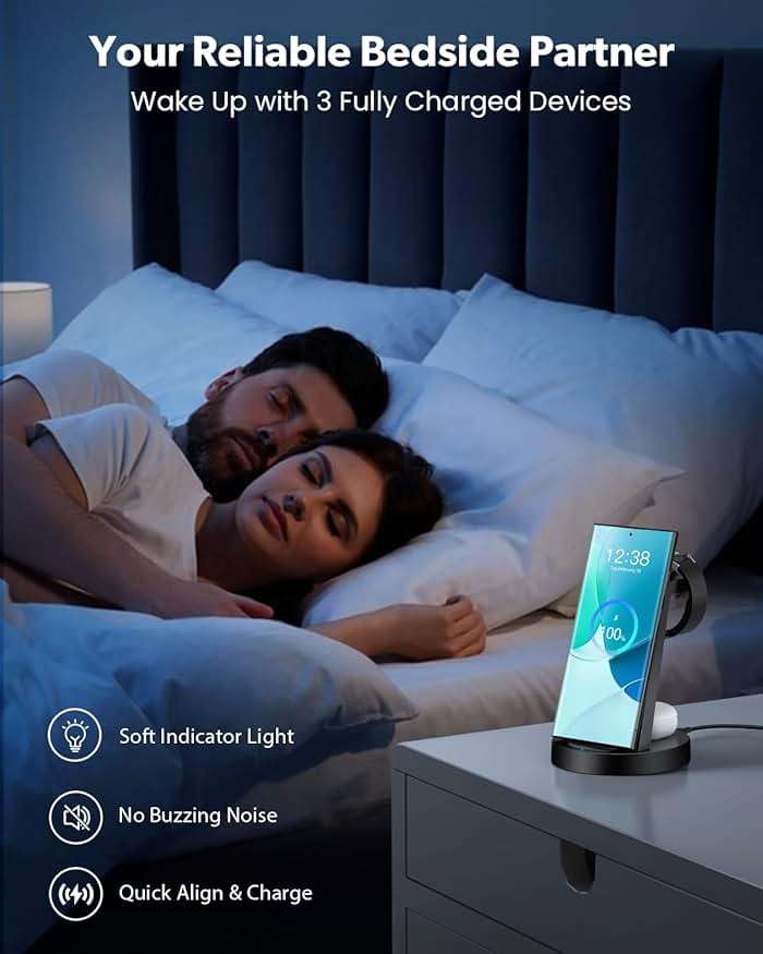 Wireless Charger for Samsung: 3 in 1 Wireless Charging Station for Samsung Galaxy Watch 8 7 6 5 4 3 Pro Classic Galaxy Buds - Charger Dock Stand for S26 S25 S24 Ultra S23 S22 S21 Note Z Fold Android - Image 6