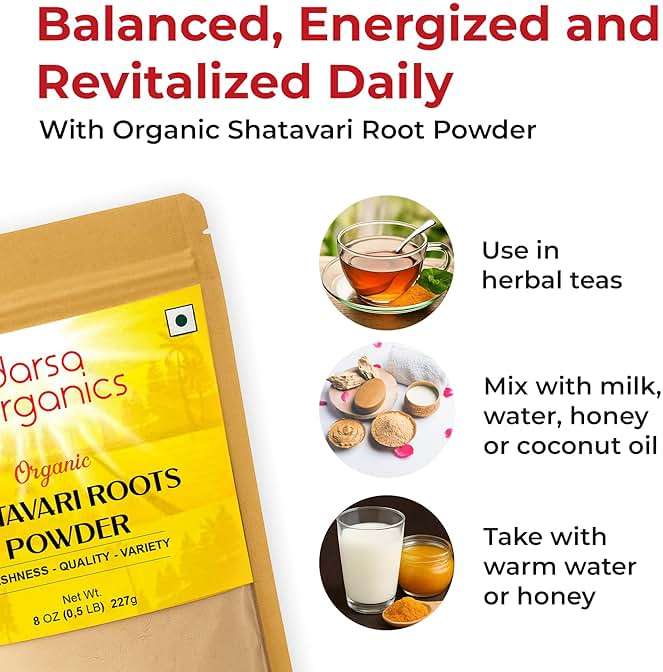 Darsa Organics Shatavari Powder 8 oz - USDA Certified Shatavari Organic, Traditional Ayurvedic Herbal Powder for Tea, Coffee and Smoothies, Vegan Kosher Non-GMO - Image 4