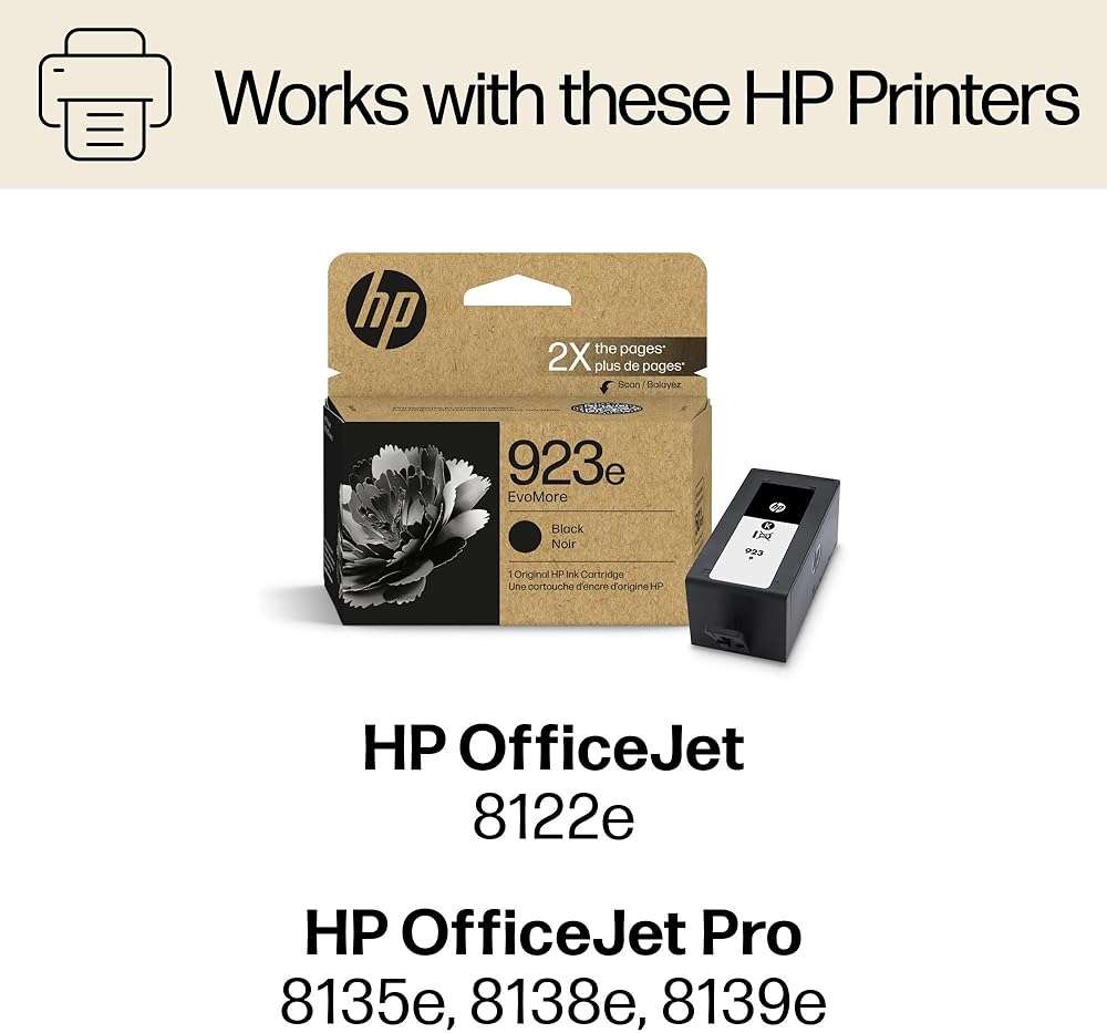HP 923e Black EvoMore Ink Cartridge| Works with Printer Series: OfficeJet 8120, OfficeJet Pro 8130 | Carbon Neutral | 4K0T7LN - Image 2