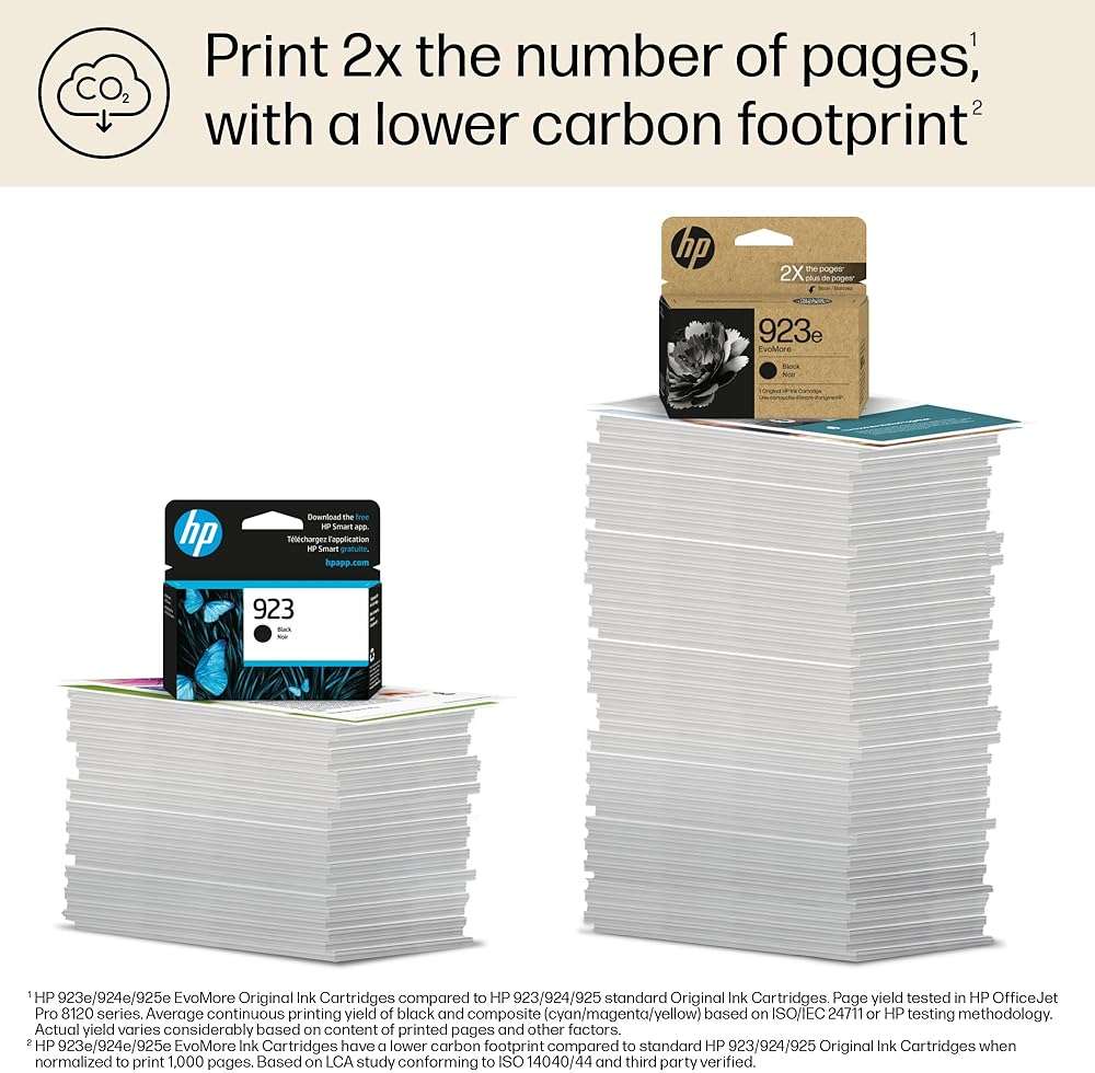 HP 923e Black EvoMore Ink Cartridge| Works with Printer Series: OfficeJet 8120, OfficeJet Pro 8130 | Carbon Neutral | 4K0T7LN - Image 4
