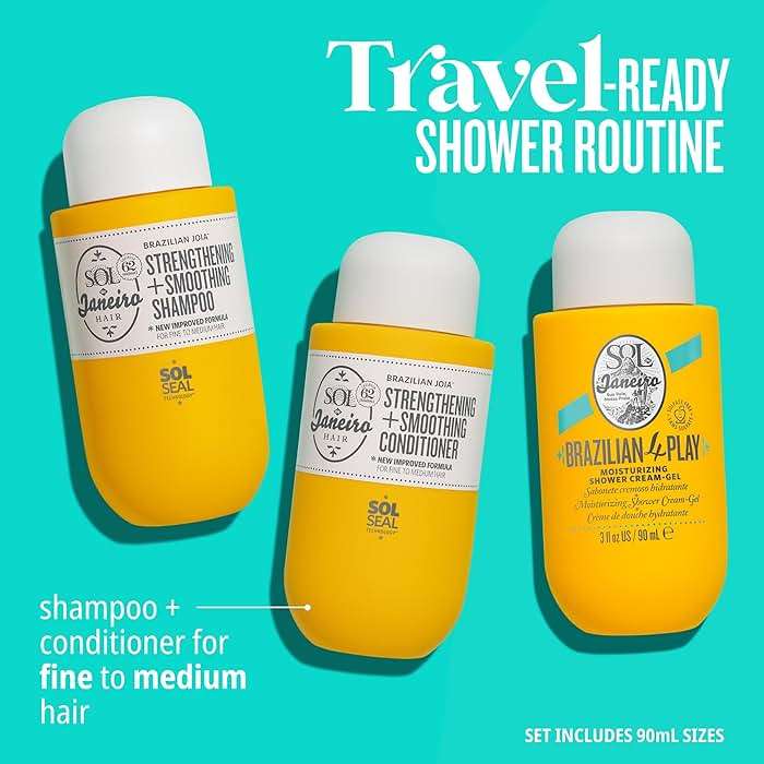 Sol de Janeiro Ultimate Shower Bundle | Travel Size Mini Brazilian Play Moisturizing Shower Cream Gel Body Wash + Brazilian Joia Damage Repairing Shampoo and Conditioner Set | Amazon Exclusive - Image 2