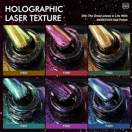 Morovan Fingernail Nail Polish Set: Holographic Metallic Ombre Lacquer Air Dry Nail Polish Regular Nail Pack 0.27oz Glitter Finger Nail Bulk Toenail Polish Kit Halloween Fall Gift for Women - Image 3