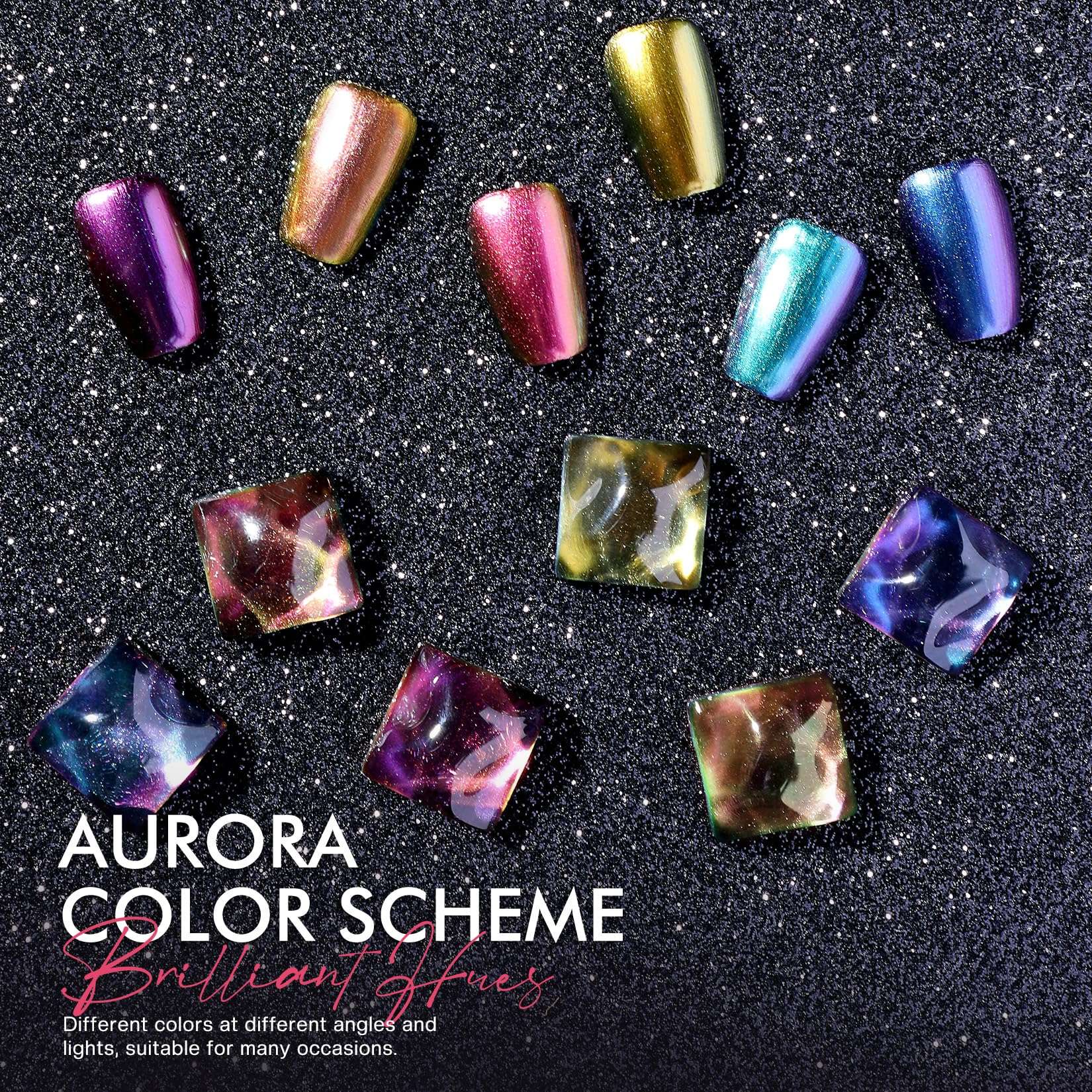 Morovan Fingernail Nail Polish Set: Holographic Metallic Ombre Lacquer Air Dry Nail Polish Regular Nail Pack 0.27oz Glitter Finger Nail Bulk Toenail Polish Kit Halloween Fall Gift for Women - Image 4