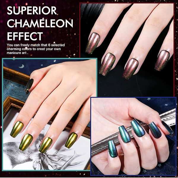 Morovan Fingernail Nail Polish Set: Holographic Metallic Ombre Lacquer Air Dry Nail Polish Regular Nail Pack 0.27oz Glitter Finger Nail Bulk Toenail Polish Kit Halloween Fall Gift for Women - Image 5