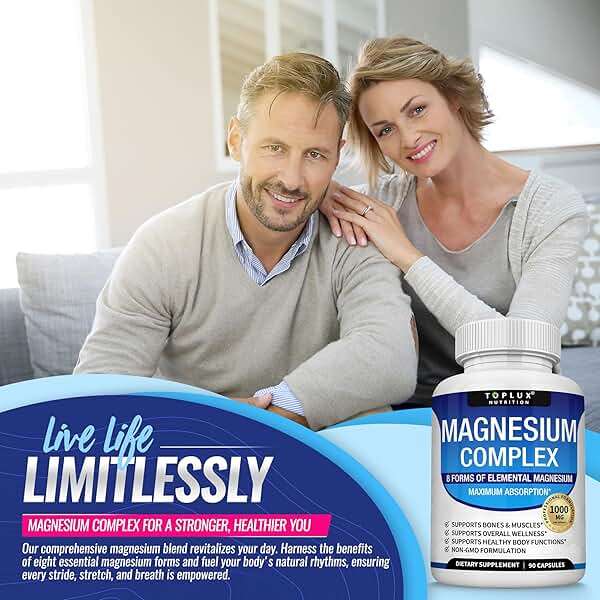 Magnesium Complex Supplement 8 Elemental 1000mg - Magnesium Glycinate, Citrate, Malate, Taurate, Chelated for Easy Absorption for Bones, Muscle, Recovery, Energy, Vegan Non-GMO 90 Capsules - Image 4