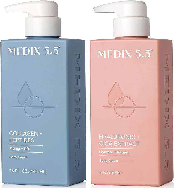 Medix 5.5 Women Firming Collagen Cream + Hyaluronic Acid Body Lotion | Anti Aging Firming Lotion & Face Moisturizer | Crepey Skin, Stretch Marks, & Dry Skin | Skin Care Products | 2 Piece Bundle - Image 1