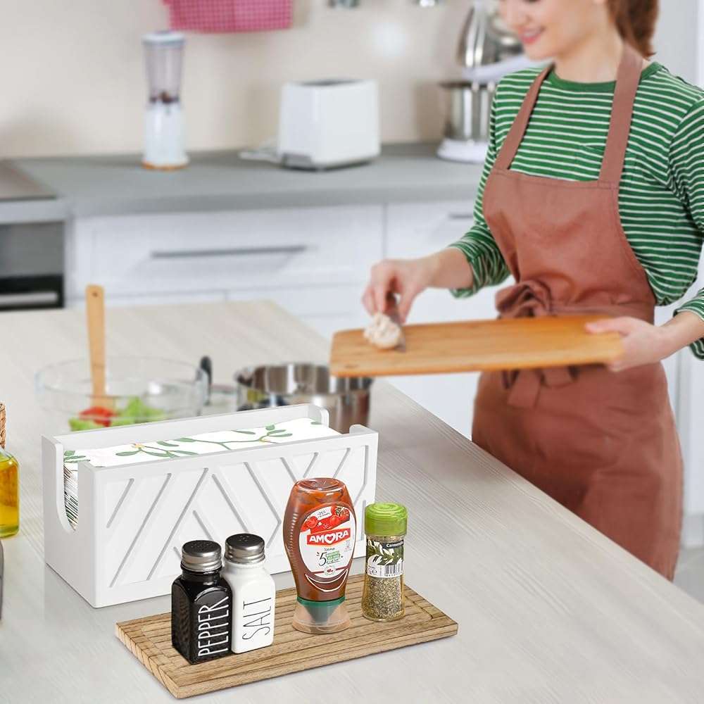 Paper Towel Dispenser Wall Mount, Paper Towel Holder Wall Mounted with Lid, Solid Wood Commercial C-Fold, Z-Fold, Trifold Hand Paper Towel Holder Dispenser Hand Towel Holder for Bathroom Kitchen Decor - Image 2